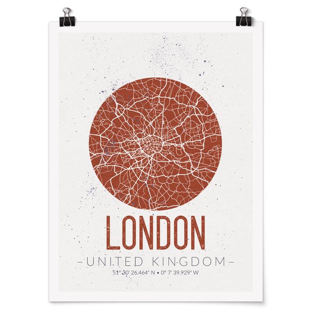 Quadri mappamondo Mappa della città di Londra - Retrò