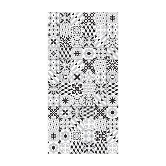 tappeto cucina bianco e nero Mix di piastrelle geometriche nero
