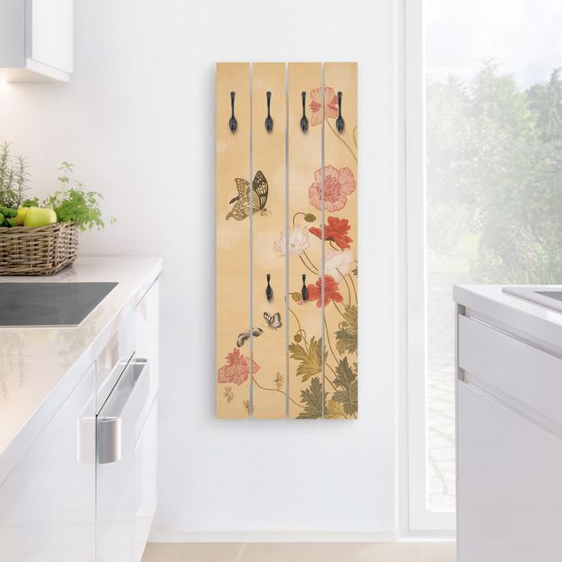 Stile di pittura Yuanyu Ma - Fiore di papavero e farfalla