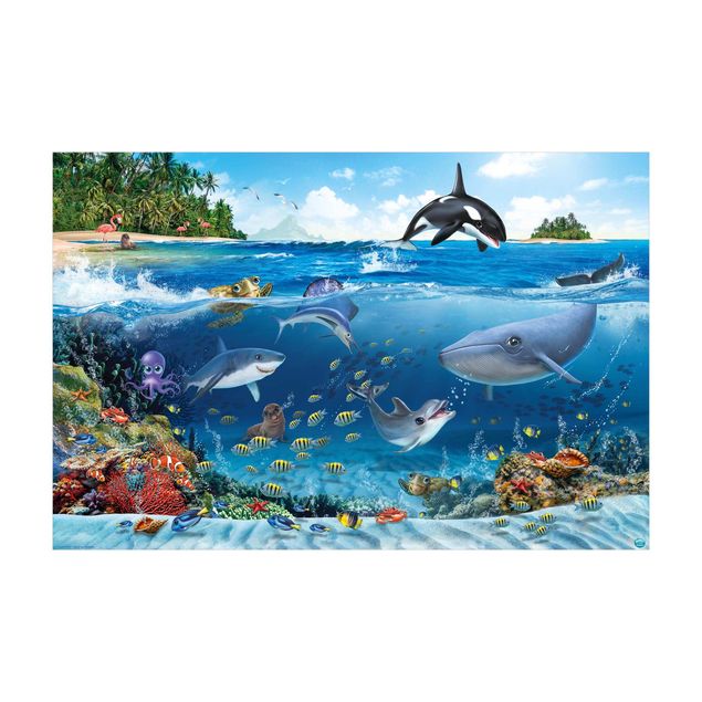 tappeto blu soggiorno Animal Club International - Mondo sottomarino con animali