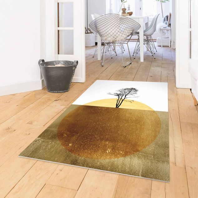 tappeto ingresso esterno Sole d'oro con albero