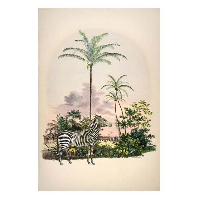 Quadro paesaggio Zebra davanti a palme illustrazione
