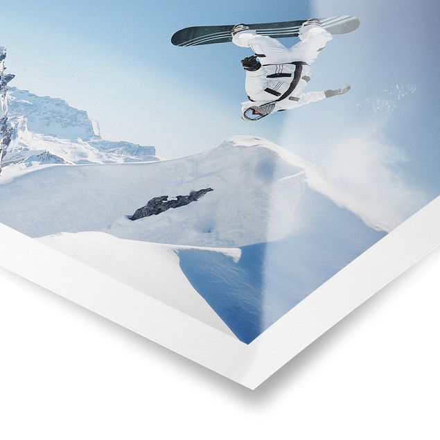 Poster Snowboarder volante