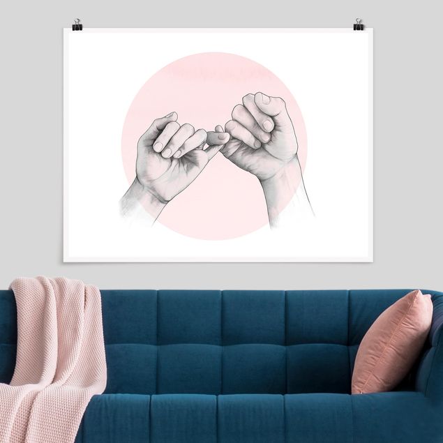 Amore quadri Illustrazione - Mani Cerchio dell'Amicizia Rosa Bianco
