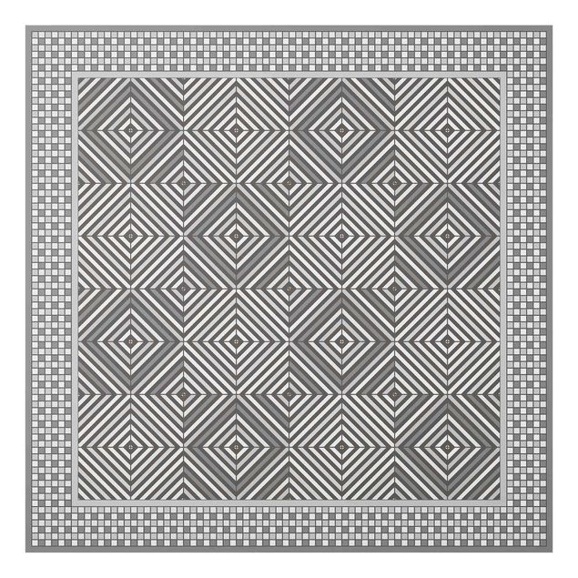 Paraschizzi cucina Piastrelle geometriche Vortice grigio con cornice a mosaico