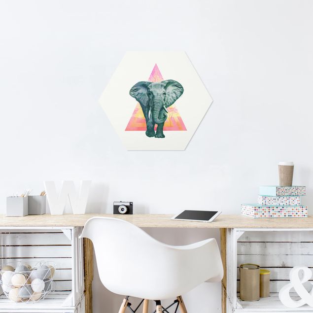 Riproduzioni quadri famosi Illustrazione - Elefante fronte triangolo pittura