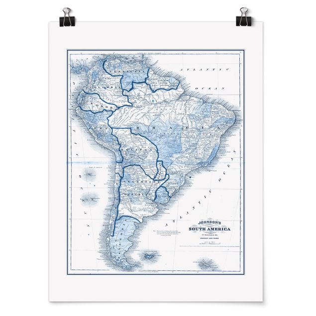 Quadri blu Mappa in toni blu - Sud America