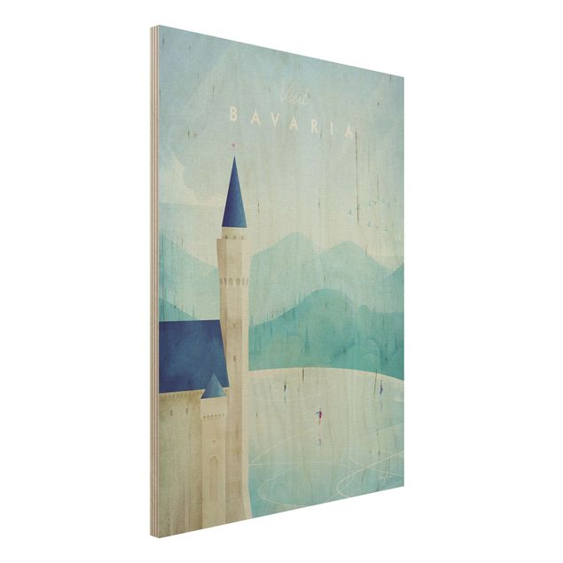 Quadri in legno con architettura e skylines Poster di viaggio - Baviera