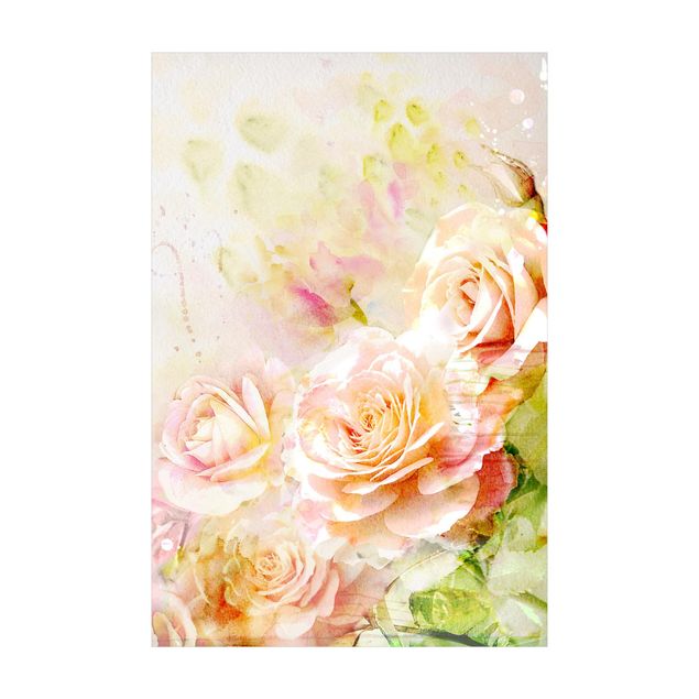 Tappeti con motivi naturali Composizione di rose ad acquerello