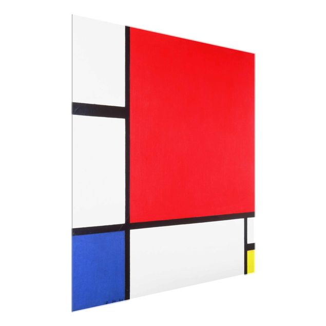 Quadri in vetro riproduzioni Piet Mondrian - Composizione con rosso, blu e giallo