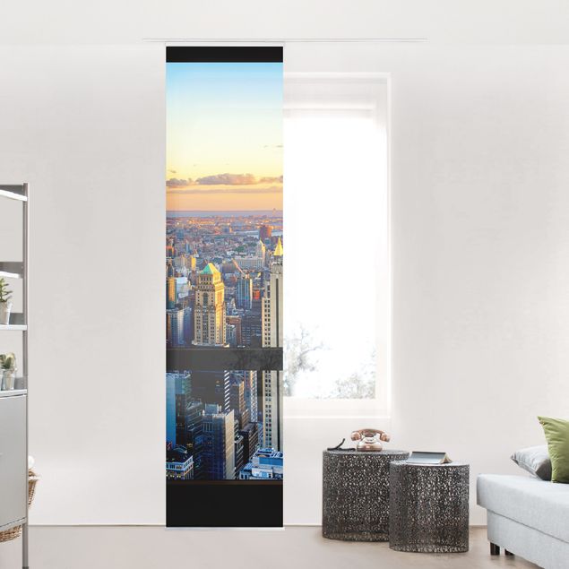 Tende a pannello scorrevoli con architettura e skylines Vista dalla finestra - Alba di New York