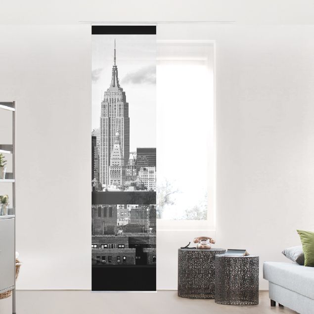Tende a pannello scorrevoli con architettura e skylines Finestre con vista sullo Skyline di New York in bianco e nero