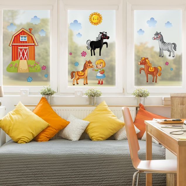 Decorazioni camera neonato SetFattoria con cavalli