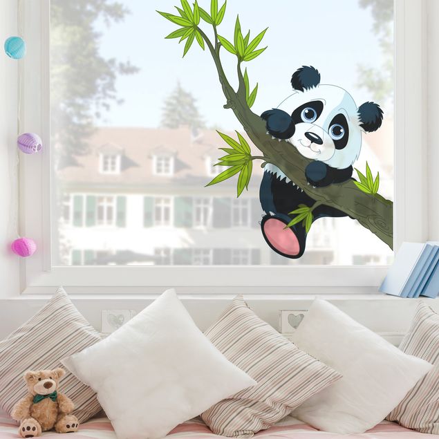 Adesivi per finestre con fiori Panda arrampicatore