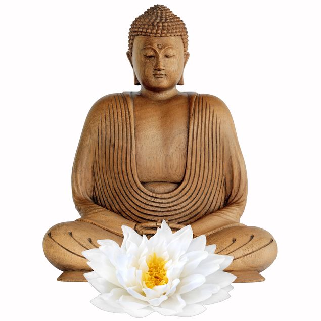 Adesivi da finestra Buddha in legno fiore di loto