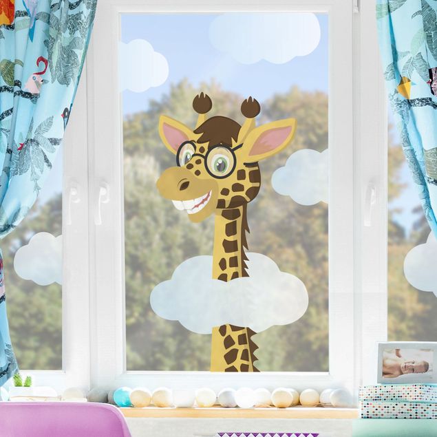 Adesivi per vetri con animali Giraffa divertente