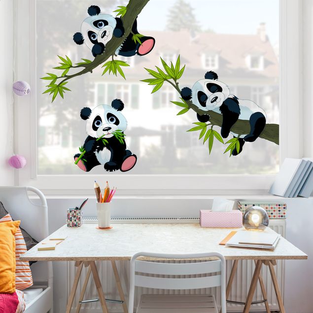 Adesivi per finestre con fiori Panda set