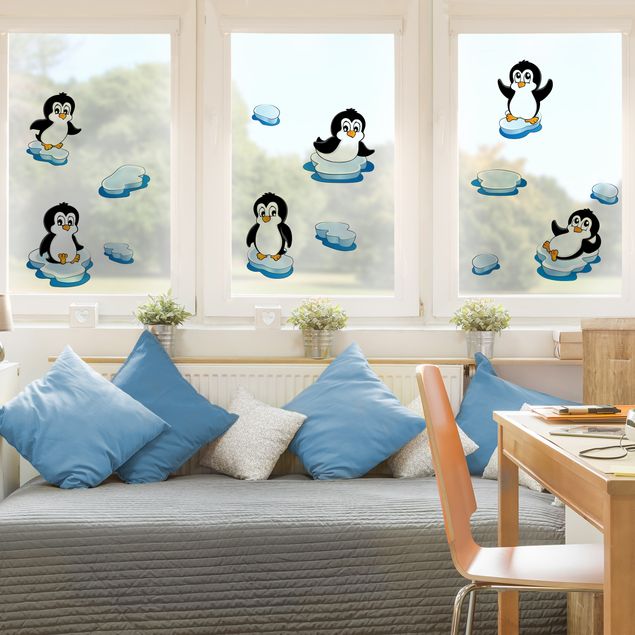 Adesivi per finestre con animali Set di pinguini
