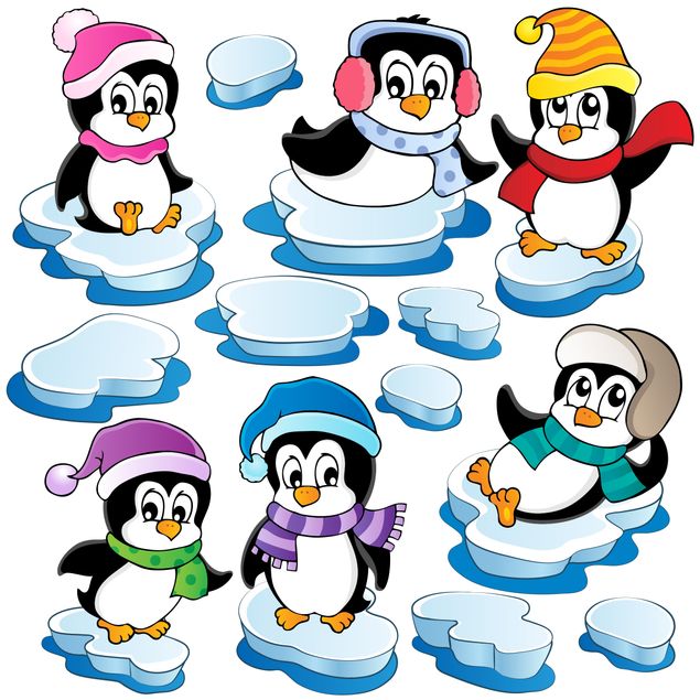 Pellicola per vetri Set invernale di pinguini