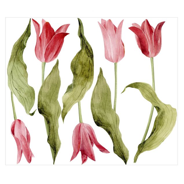 Pellicola per vetri colorata Set acquerello tulipani rossi