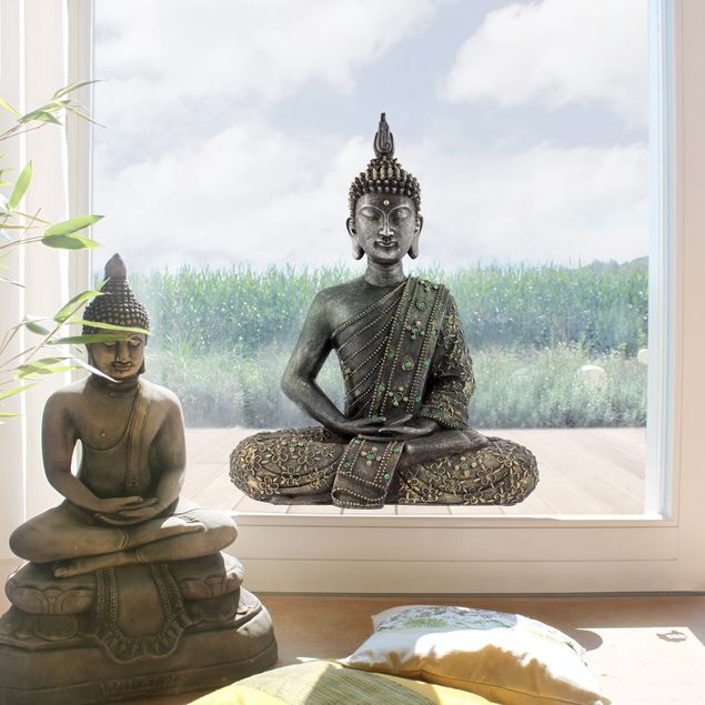 Pellicola autoadesiva per vetri Buddha Zen di pietra