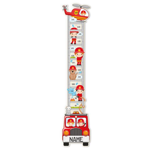 Metro da parete per bambini di legno - Set dei pompieri con nome personalizzato