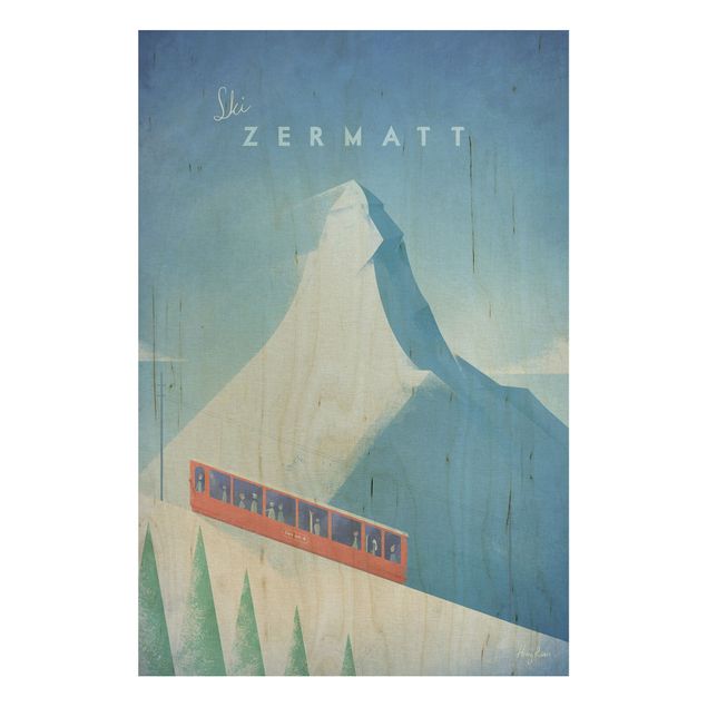 Quadri in legno con paesaggio Poster di viaggio - Zermatt