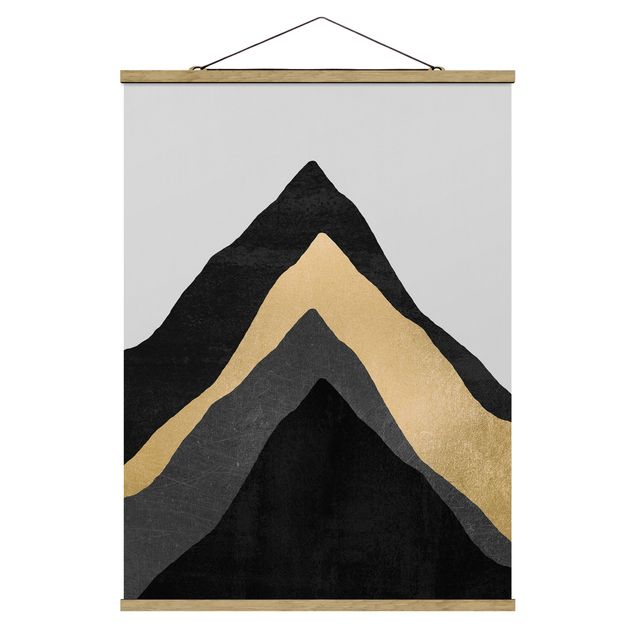 Riproduzione quadri famosi Montagna d'oro bianco nero