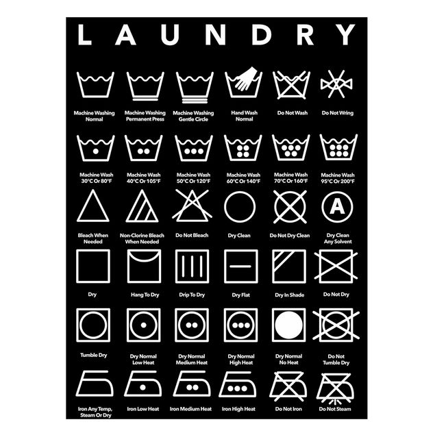 Quadri moderni   Simboli di lavanderia in bianco e nero