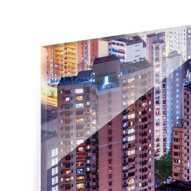 Paraschizzi in vetro - Mare di luci di Hong kong - Formato orizzontale 2:1