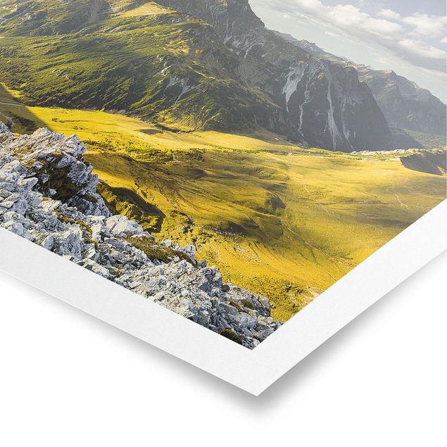 Poster natura paesaggi Montagne e valle delle Alpi di Lechtal in Tirolo