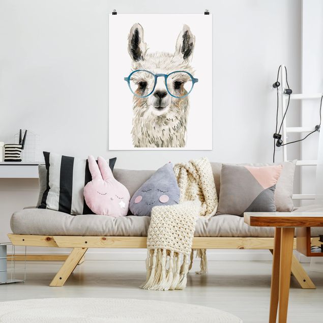Quadro animali Hip Lama con occhiali III