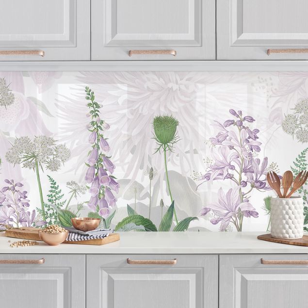 Rivestimenti per cucina con fiori Digitalis in un delicato prato fiorito