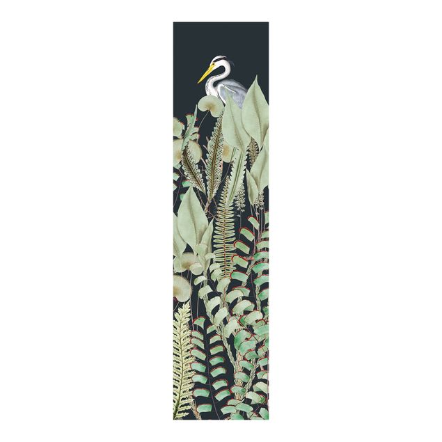 Tessili online Fenicottero e cicogna con piante sul verde