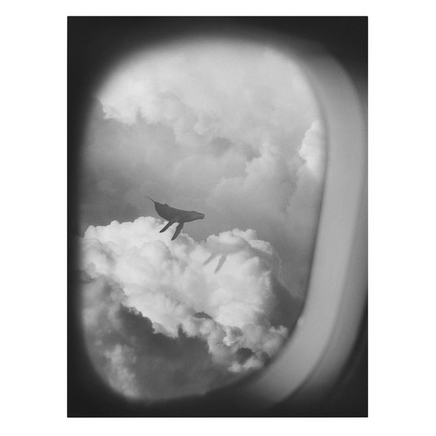 Riproduzione quadri famosi Balenottera volante tra le nuvole
