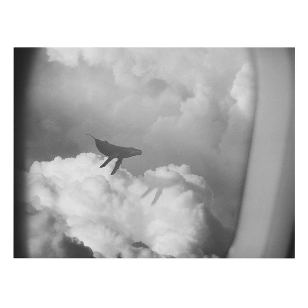 Riproduzione quadri famosi Balenottera volante tra le nuvole