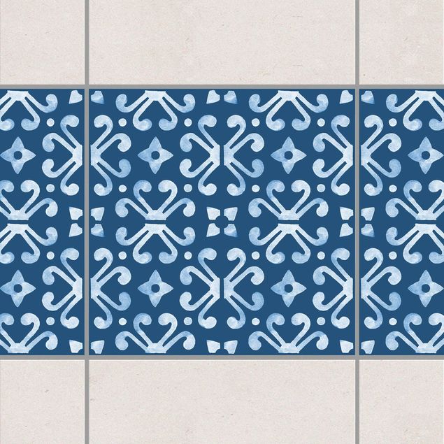 Adesivi per piastrelle con disegni Serie di motivi blu scuro bianco No.07