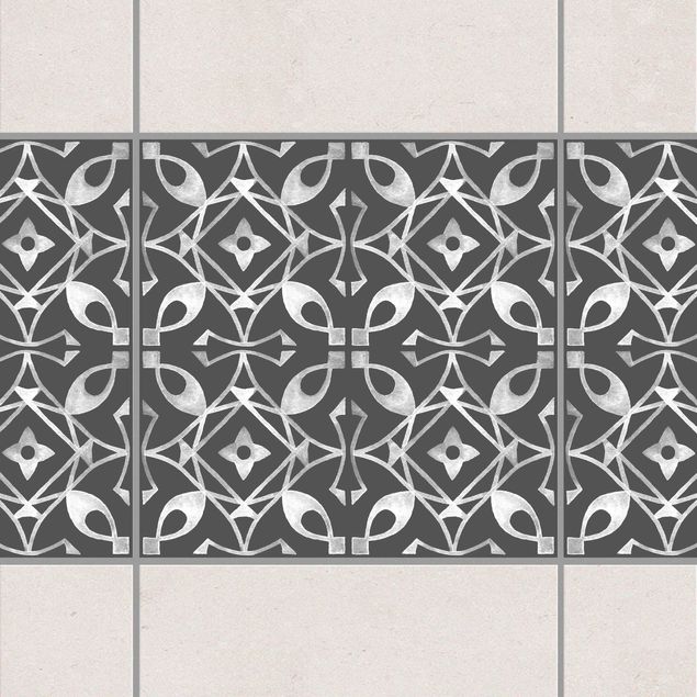Adesivi per piastrelle con disegni Serie di motivi grigio scuro bianco No.08