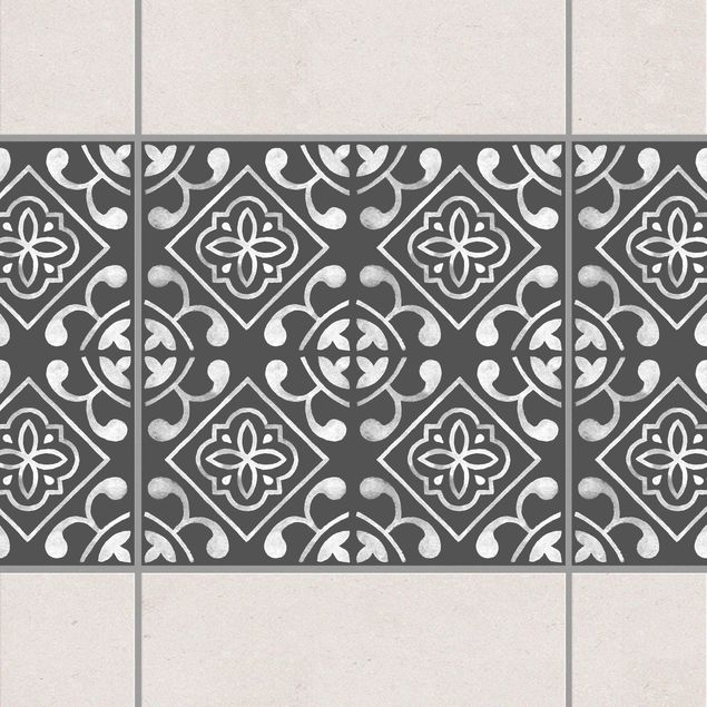 Adesivi per piastrelle con disegni Serie di motivi grigio scuro bianco n. 02