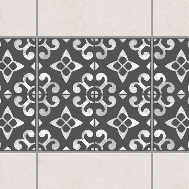 Adesivi per piastrelle con disegni Serie di motivi grigio scuro bianco No.05