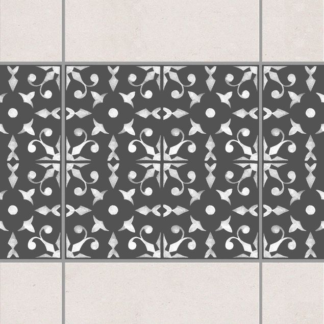 Adesivi per piastrelle con disegni Serie di motivi grigio scuro bianco No.06