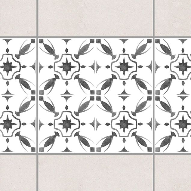Adesivi per piastrelle con disegni Serie di motivi bianco grigio n. 1