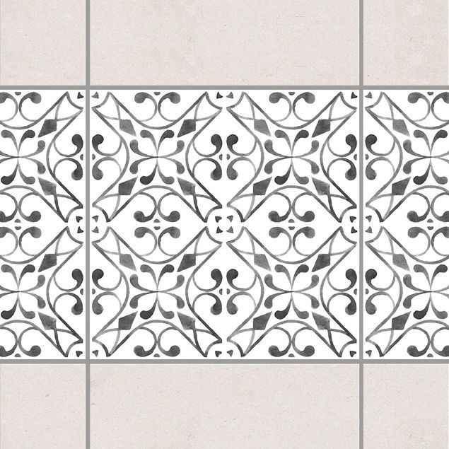 Adesivi per piastrelle con disegni Serie di motivi bianco grigio n. 3