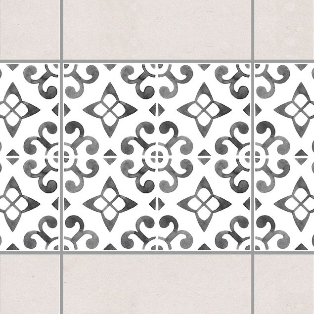 Adesivi per piastrelle con disegni Serie di motivi bianco grigio n. 5