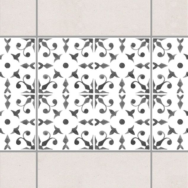 Adesivi per piastrelle con disegni Serie di motivi bianco grigio n. 6