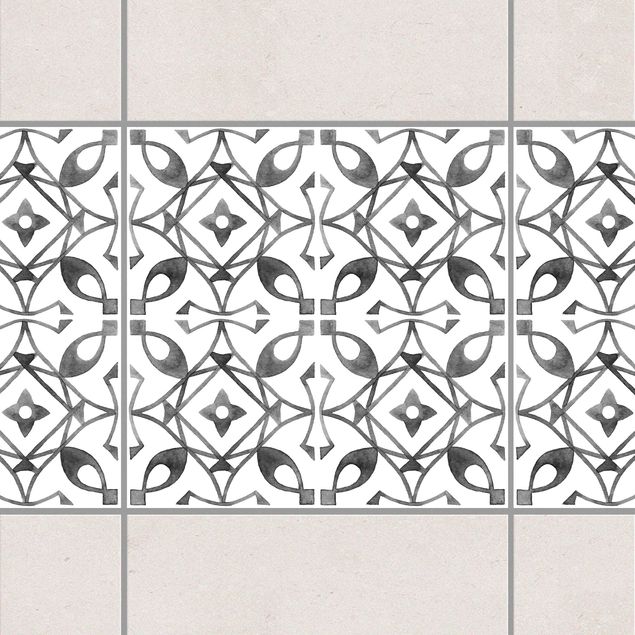 Adesivi per piastrelle con disegni Serie di motivi bianco grigio n. 8