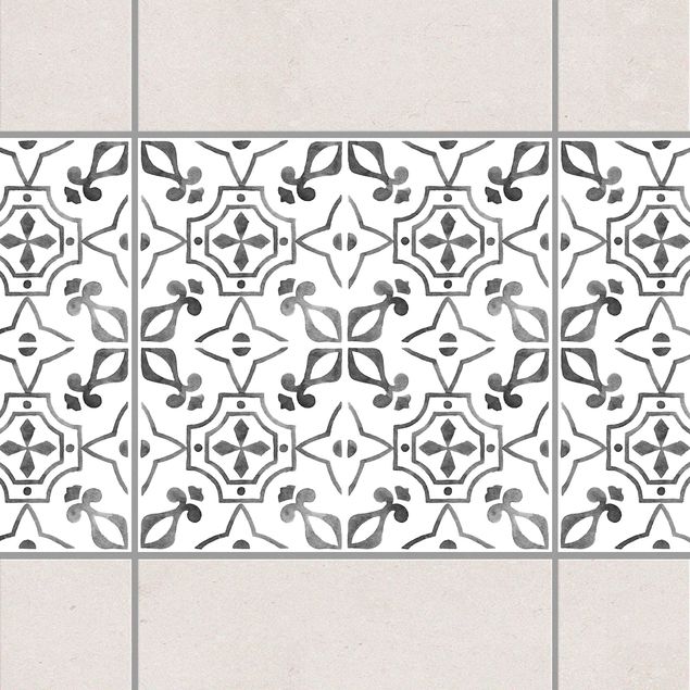 Adesivi per piastrelle con disegni Serie di motivi bianco grigio n. 9