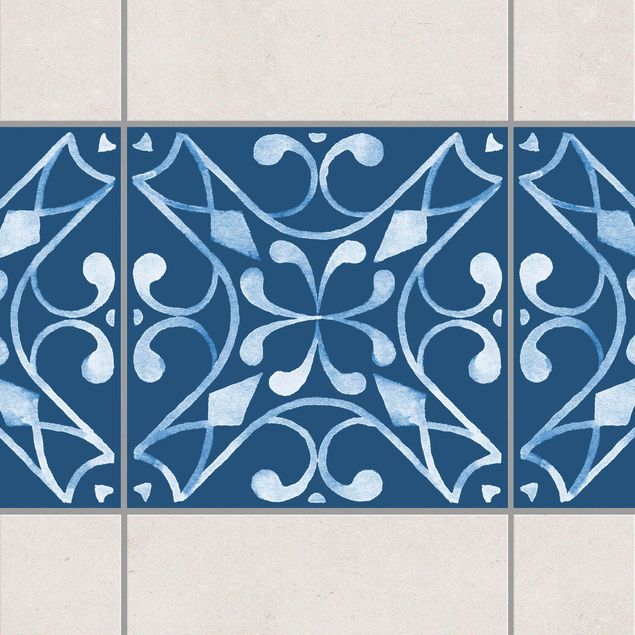 Adesivi per piastrelle con disegni Motivo blu scuro bianco - Serie No.3