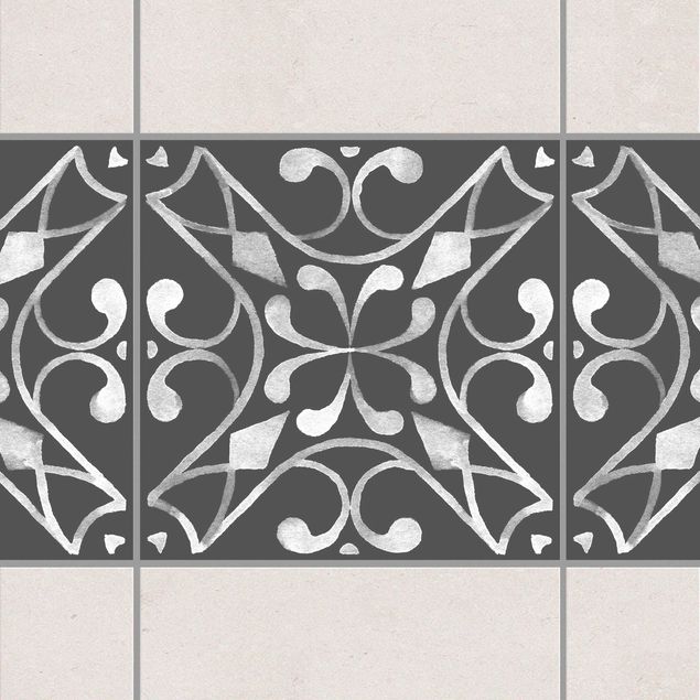 Adesivi per piastrelle con disegni Motivo grigio scuro bianco - Serie n.03