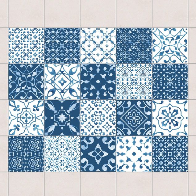 Adesivi per piastrelle con disegni Motivo multicolore blu bianco
